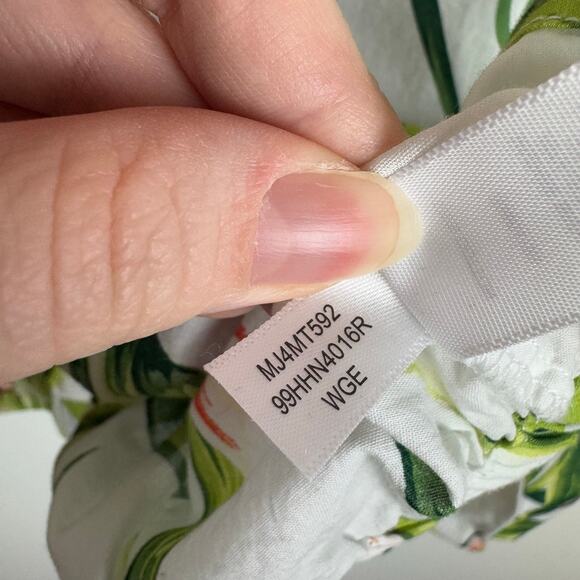 Marc New York Womens Floral Button Up Cropped Tie Waist Blouse Large Tropical - Picture 9 of 12